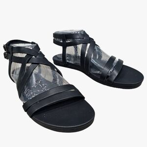 TEVA Women Avalina Crossover Black Gladiator Leather Sandals 9.5M